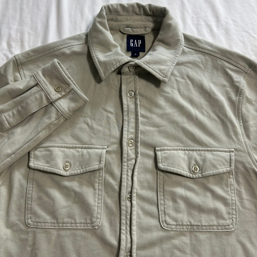 GAP Mens Small Sage Green Long Sleeve Button Down Knit Shirt GP006863